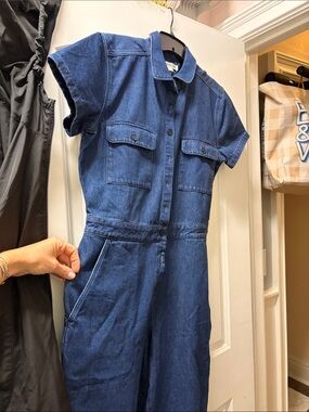 Outerknown Indigo Denim Short-Sleeve Jumpsuit